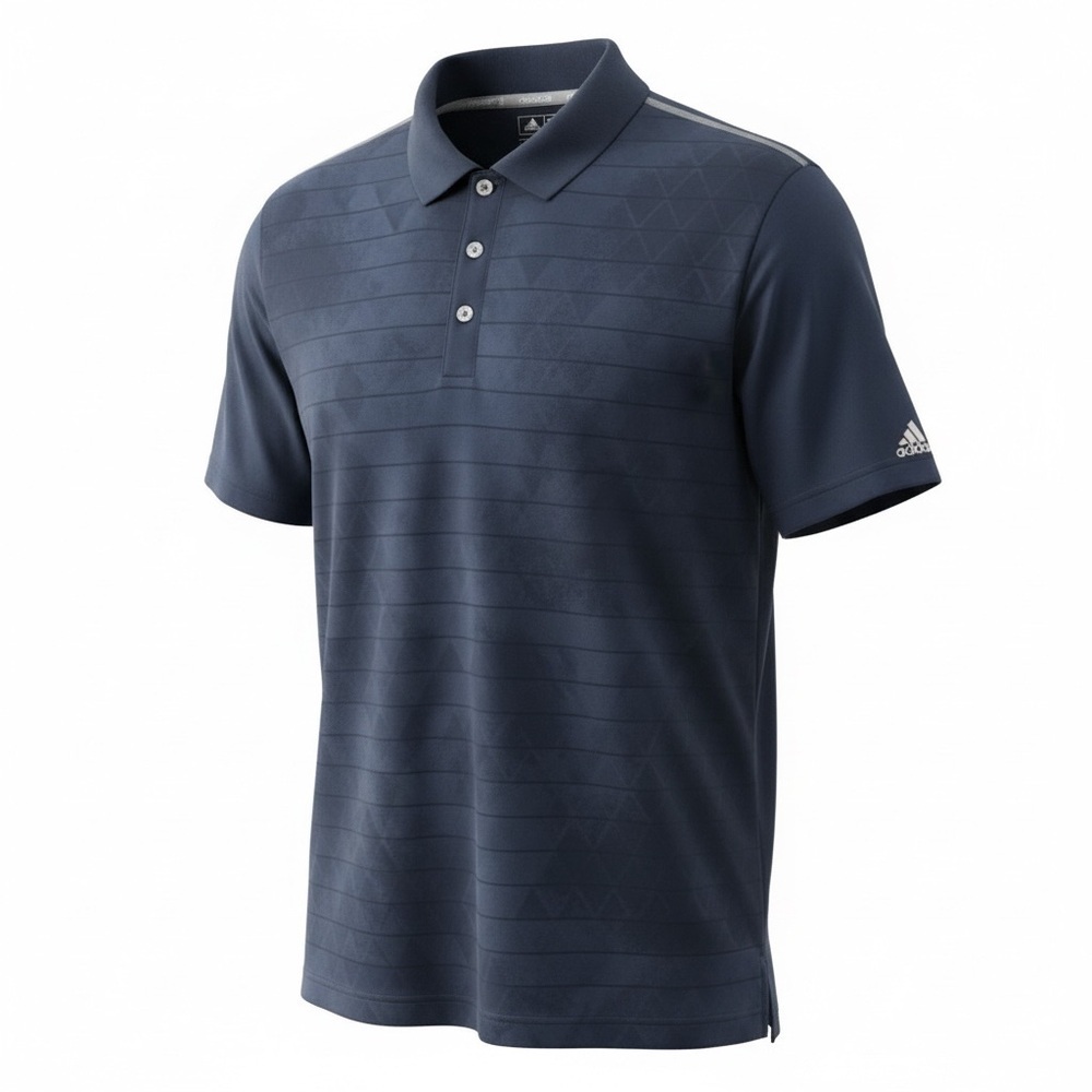 Adidas ClimaChill Men's Navy Gray Striped Short Sleeve Golf Polo Shirt Size M